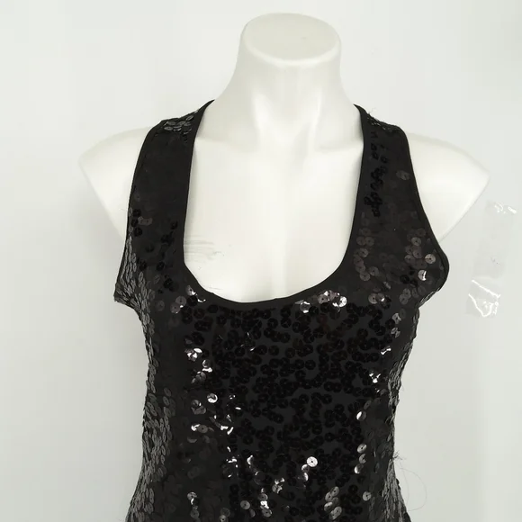 CALVIN KLEIN BLACK SLEEVELESS SEQUINED COCKTAIL DRESS SIZE 6 - Picture 2 of 7